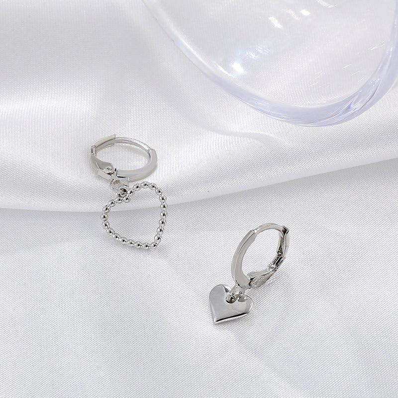 Simple Metal Asymmetric Love Earrings Ins Style Temperament