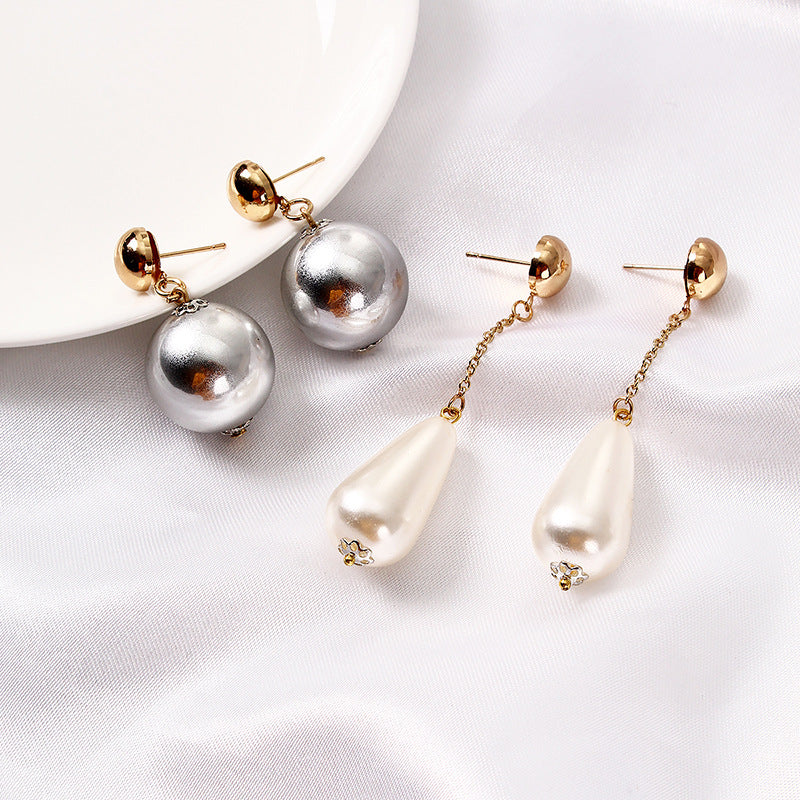 Retro Electroplating Pearl Geometric Simple Cold Wind Earrings
