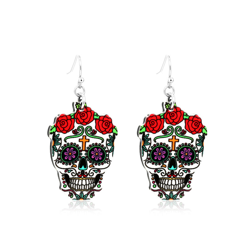 Exaggerated Spider Skull Earrings Halloween Gift Ideas