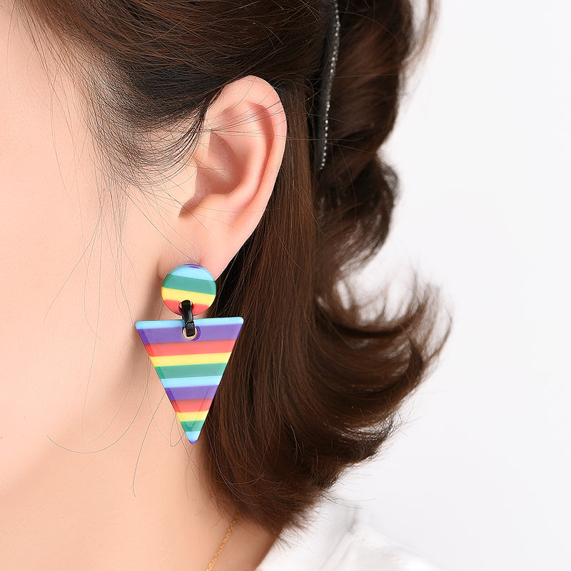 European And American Popular Acrylic Geometric Triangle Earrings