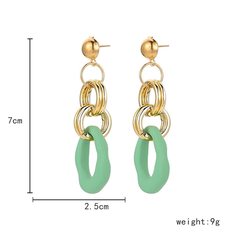 Long Exaggerated O-shaped Circle Color Acrylic Big Earrings