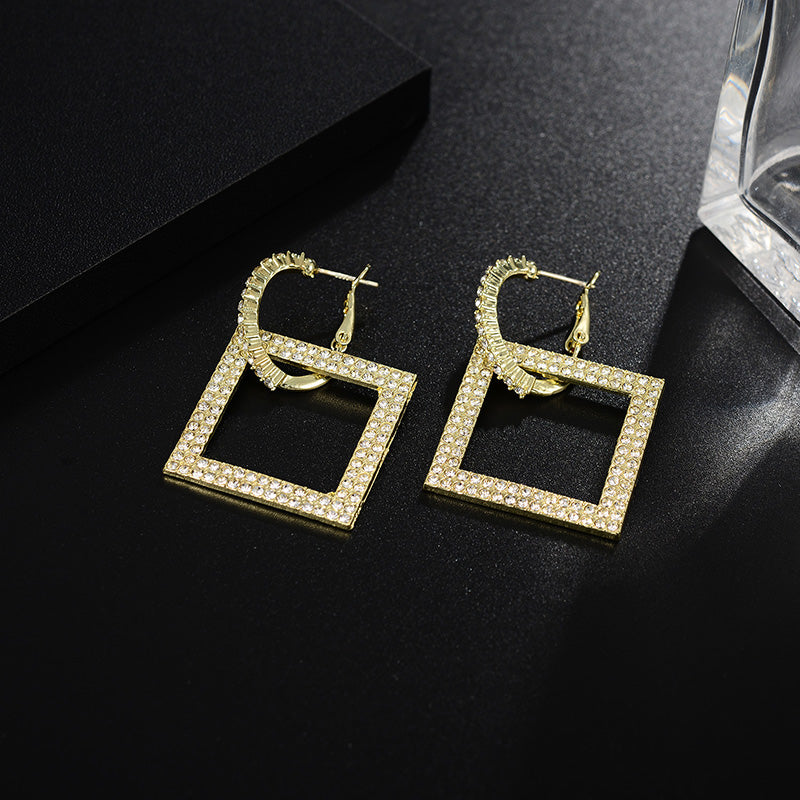 European And American Hot Style New Fashion Square Earrings Simple