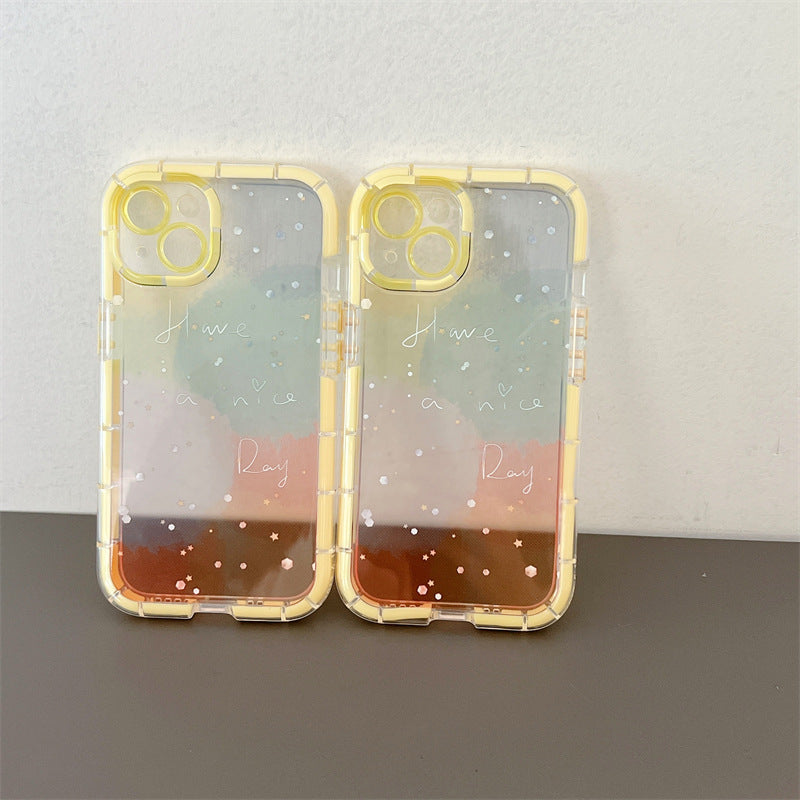 Minimalist Contrast Color Ip 14 Silicone Phone Case