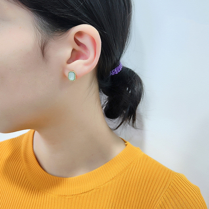 Silver Needle Retro Simple Geometric Small Stud Earrings