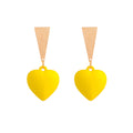 Acrylic Fluorescent Yellow Love Triangle Long Earrings