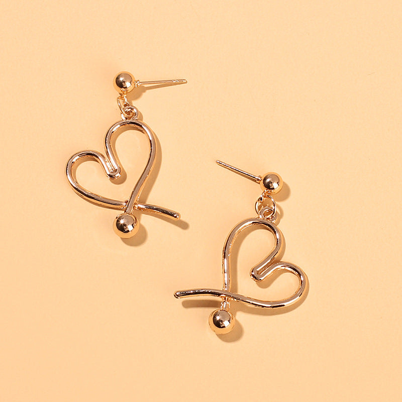 Cold Wind Temperament Geometric Heart-shaped Stud Earrings