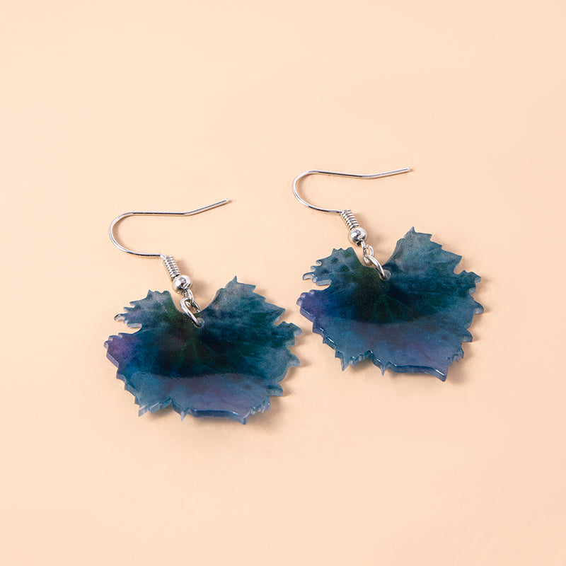 Boho Acrylic Grape Leaf Pendant Earrings For Women