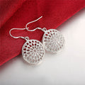 Women's Silver-plated Hollow Disc Earrings