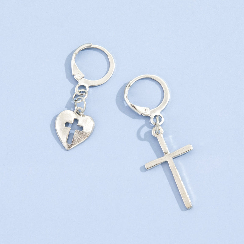 Love Cross Pendant Earrings