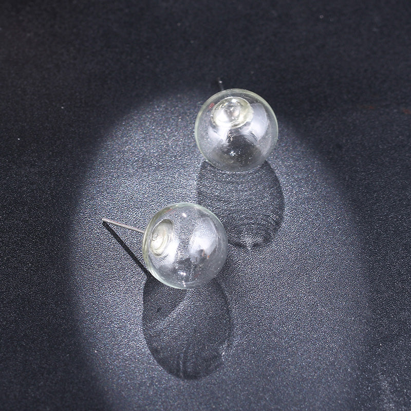 Fashionable And Generous Empty Glass Ball Original Transparent Funny Personality Earrings