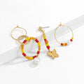 Temperament Stitching Rice Beads Butterfly Earrings Set