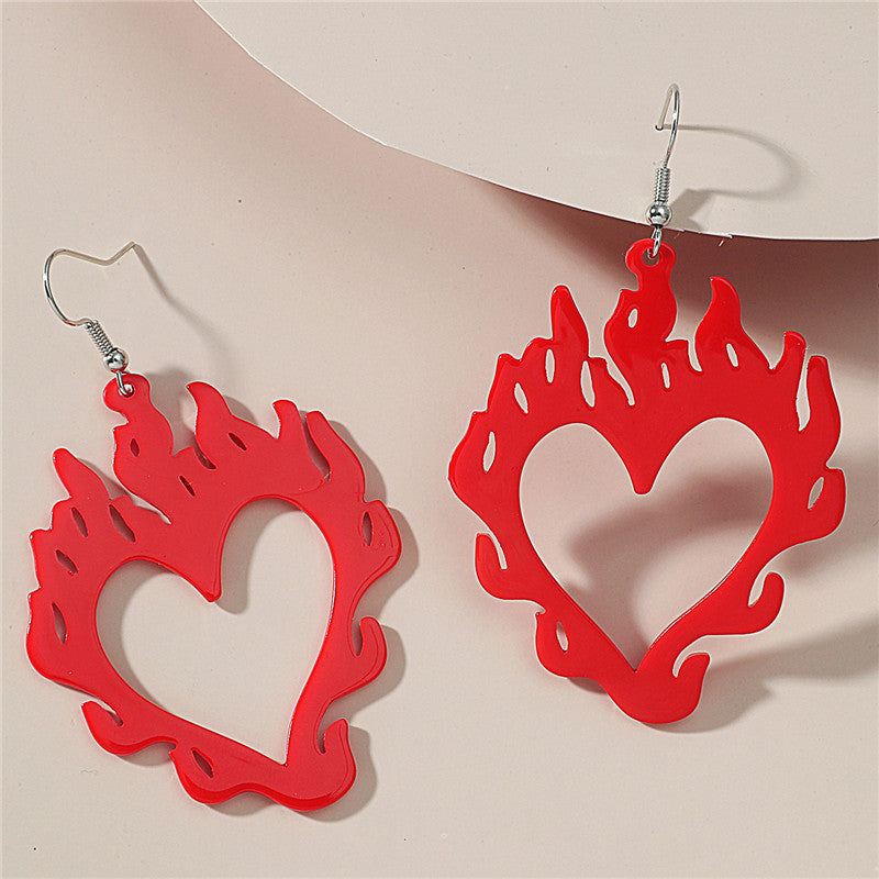 European And American Vintage Acrylic Hollow Flame Earrings