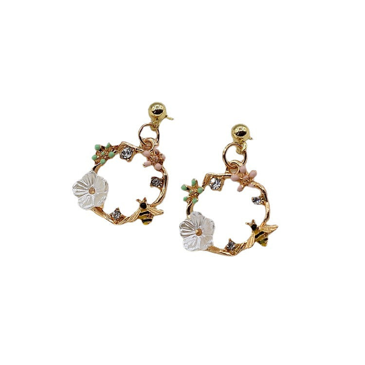 Fashion Simple Dot Diamond Wreath Earrings