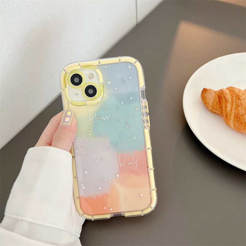 Minimalist Contrast Color Ip 14 Silicone Phone Case