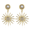 Sunflower Exaggerated Alloy Star Earrings With Diamonds