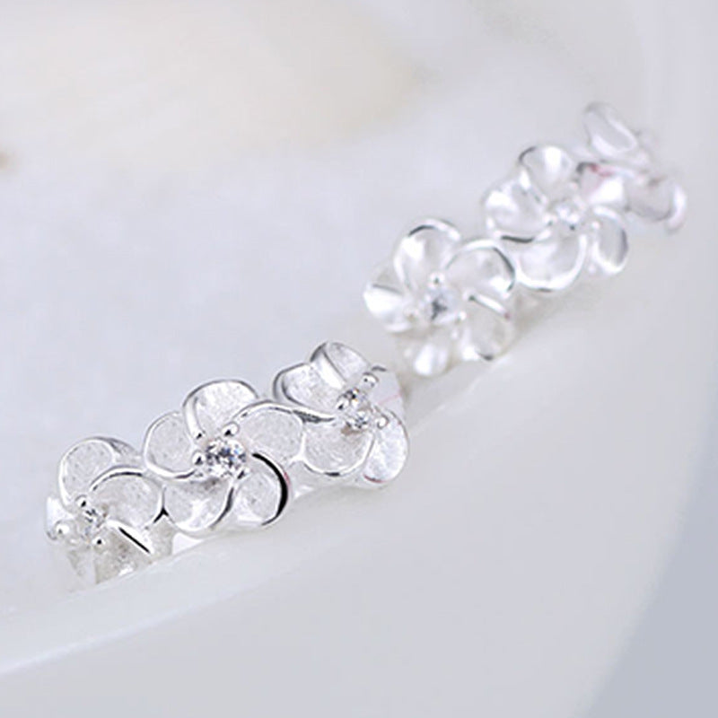 Plum Blossom Crystal Earrings Camellia Temperament Rhinestones