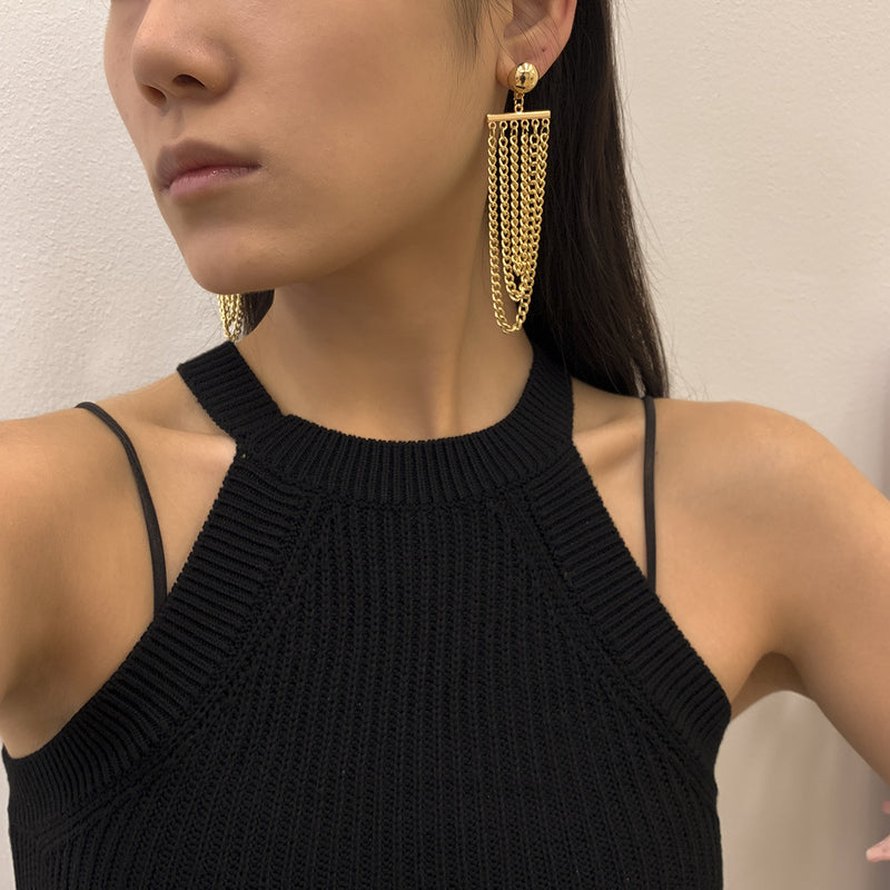 Business Temperament U-Shaped Tassel Chain Earrings Personality Ins Fashion Trend Earrings Women