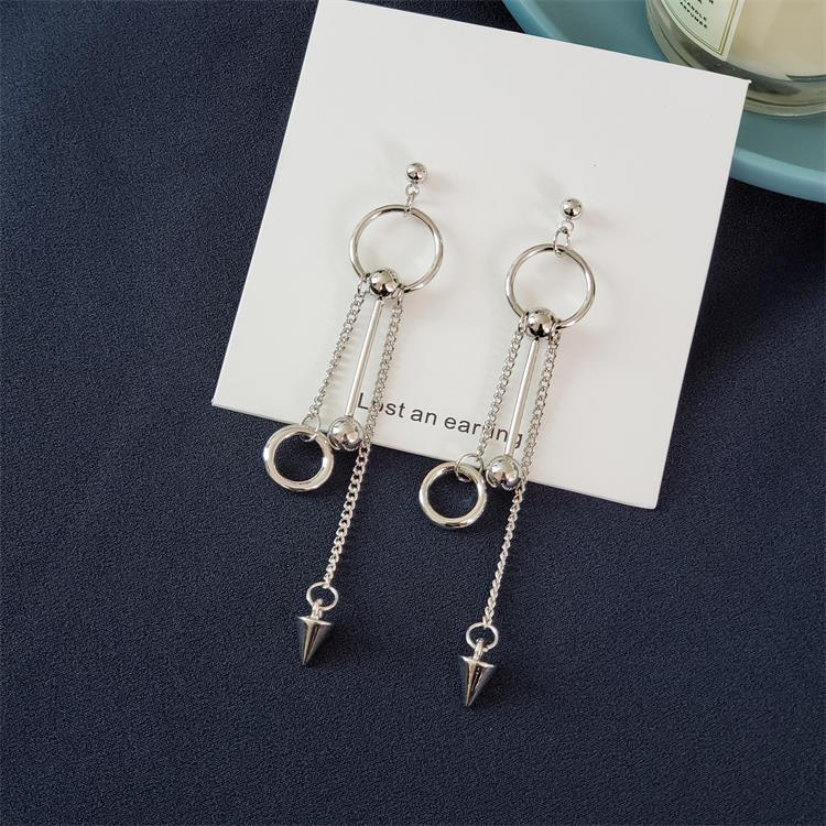 Ring Metal Ball Chain Rivet Earrings Earrings