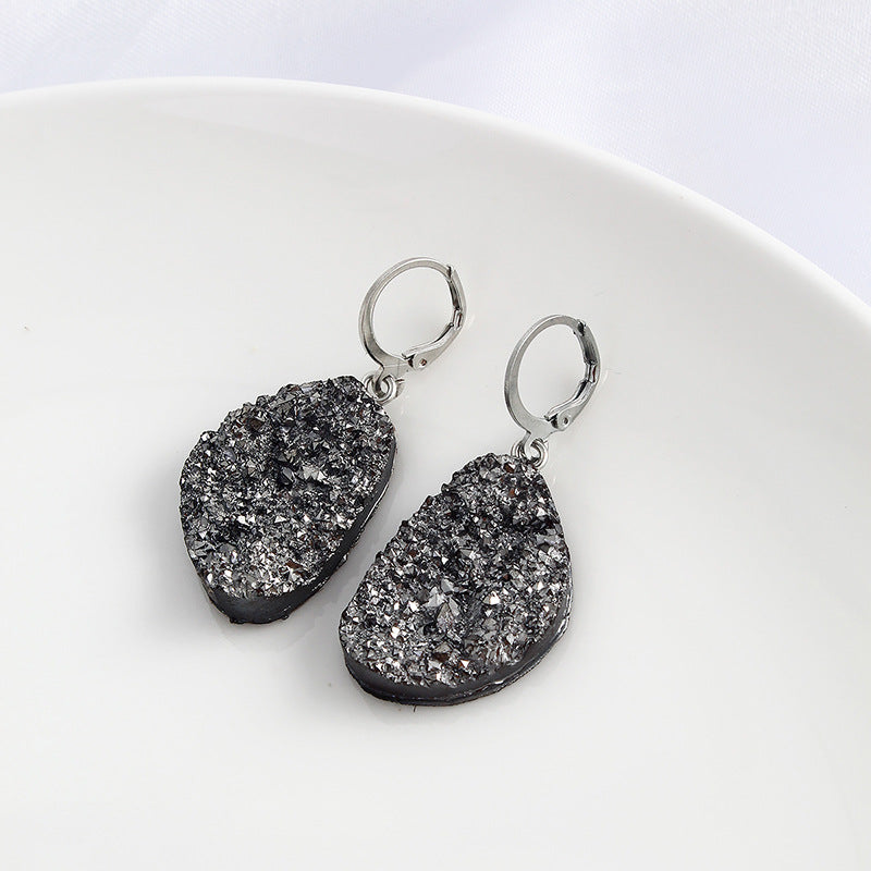 Fall New Geometric Imitation Shell Fragments Particle Resin Earrings