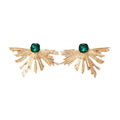 Irregular Semicircle Fan-shaped Emerald Ins Wind Alloy Earrings