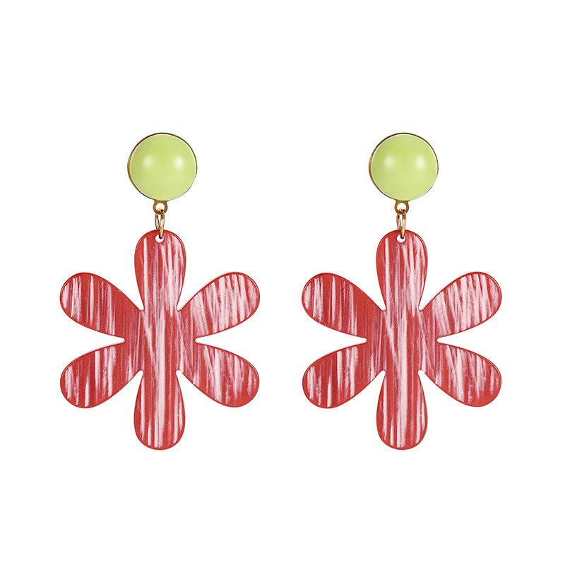 Fashion Personality Alloy Acrylic Plate Flower Earrings