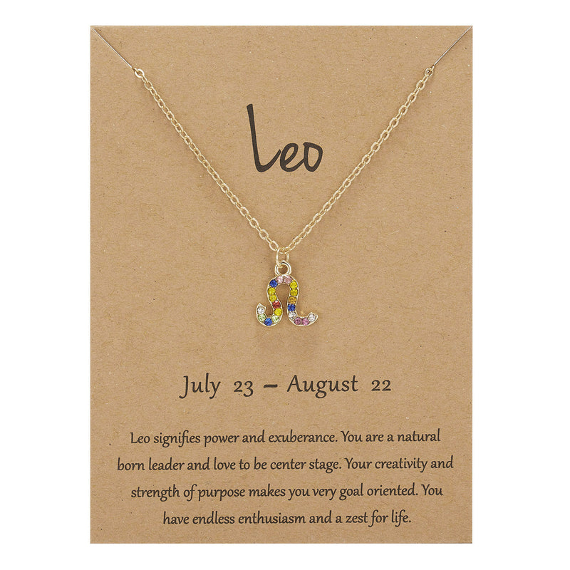 Fancy Diamond Symbol Edition Twelve Constellation Paper Card Necklace Lady