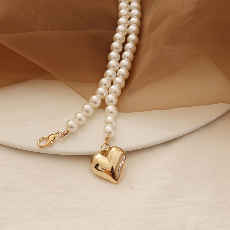 Women's Creative Simple Pearl Love Necklace