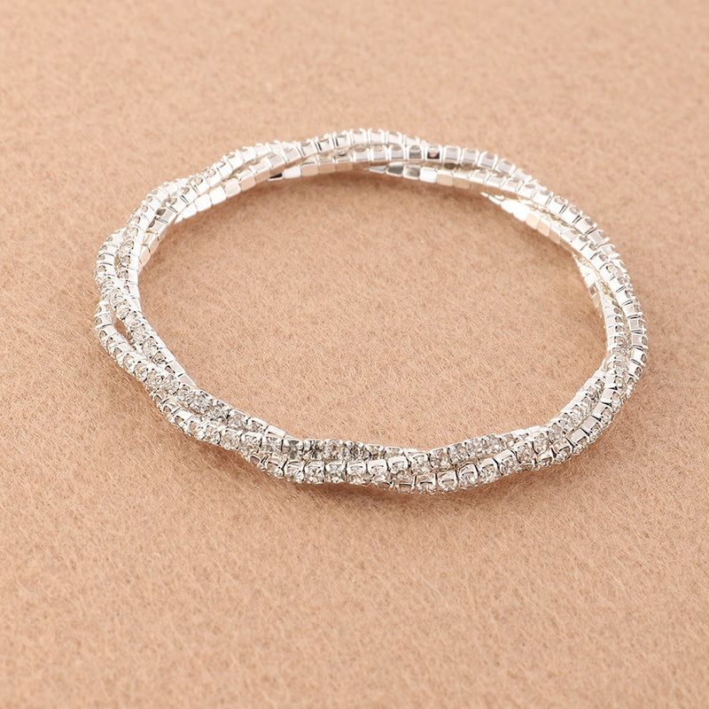 Multilayer Rhinestone Bracelet Girl Bracelet Bracelet Three Layer Cross Diamond Bracelet