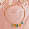 Creative Hollow Color Flower Thick Chain Necklace Small