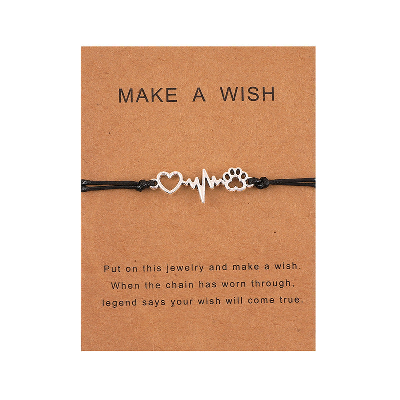 Creative Heart-Shaped Hollow Wishing Card Bracelet