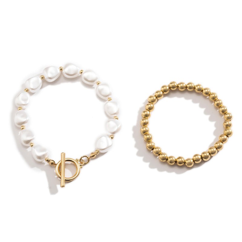 Imitation Temperament Corn Grain Pearl Bracelet Set