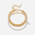 Alloy Geometric Double Layer Diamond Bracelet