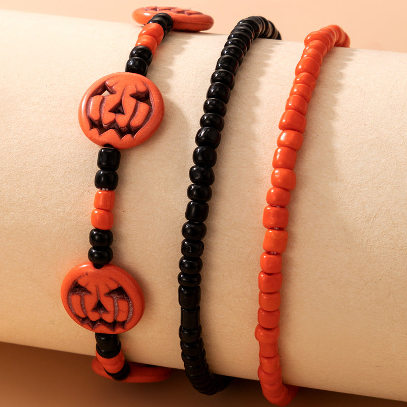 Simple Bead Pumpkin Head Geometric 3-piece Bracelet