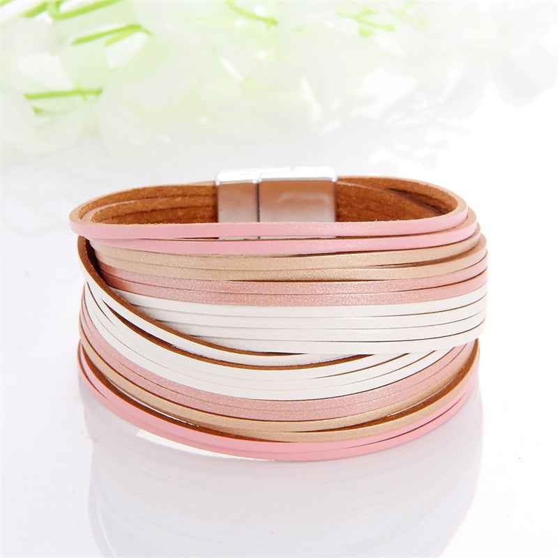 New Popular Multi-color Leather Charm Bracelet Men And Women Same Ornament Can Be Used As Gifts