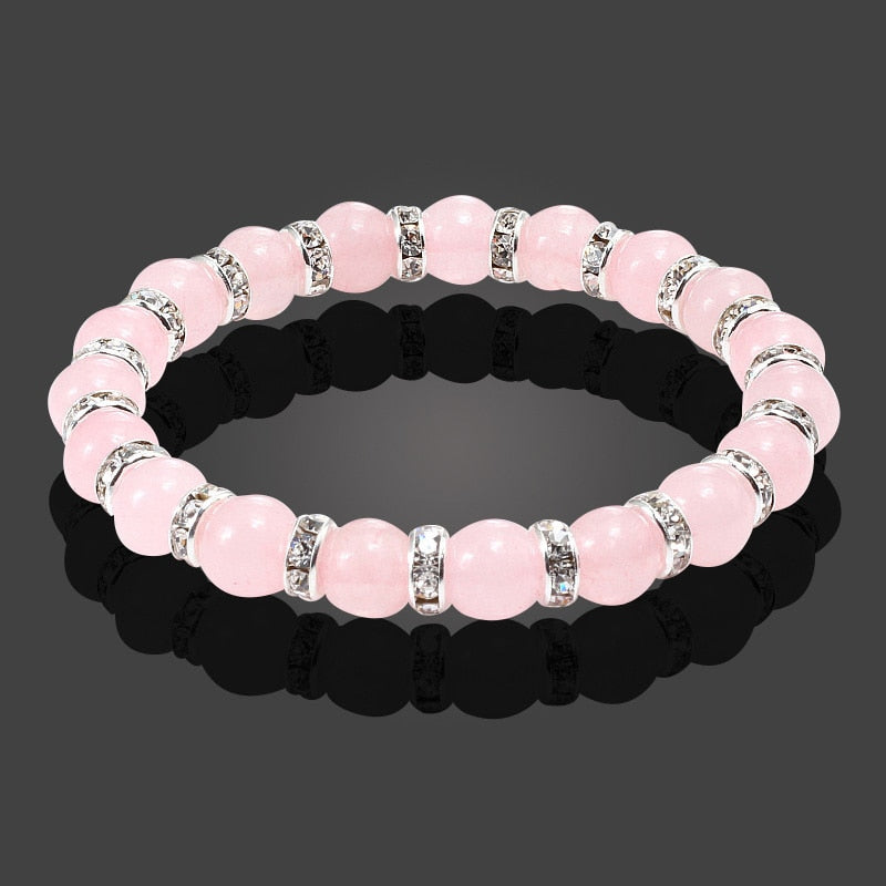 Sweet Creative Crystal Bracelet Round Beads Rhinestone Ring
