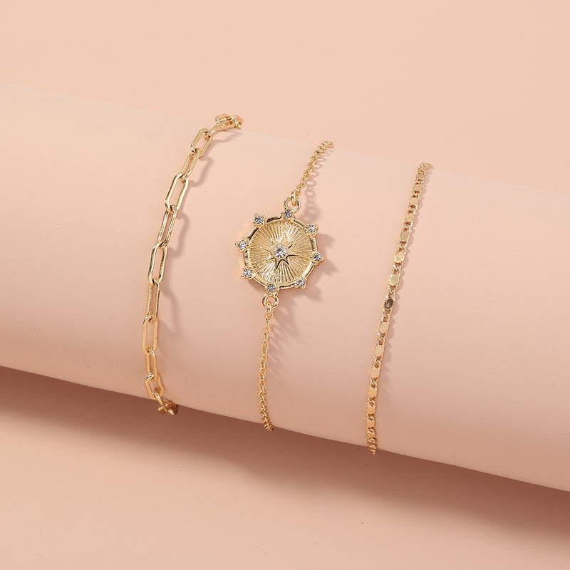 Stylish Lady multi-layer Bracelet, Internet celebrities Ins six-pointed star diamond inlay can be matched with jewelry