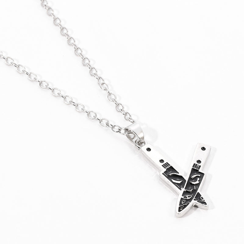 X Cross Knife Pendant Necklace Personality Punk Retro Accessories