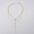 Fashion Tassel Pendant Female Multi-layer Star Full Diamond Necklace