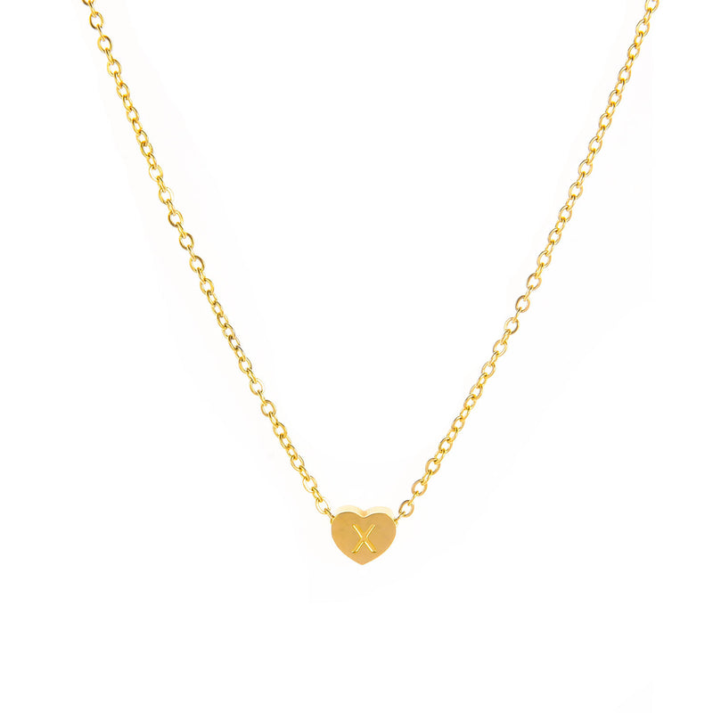 Almond Heart 26 Letter Pendant Necklace