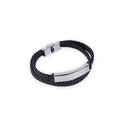 Fashion Men's Vintage Double Braided Rope Leather Titanium Steel Lettering Bracelet