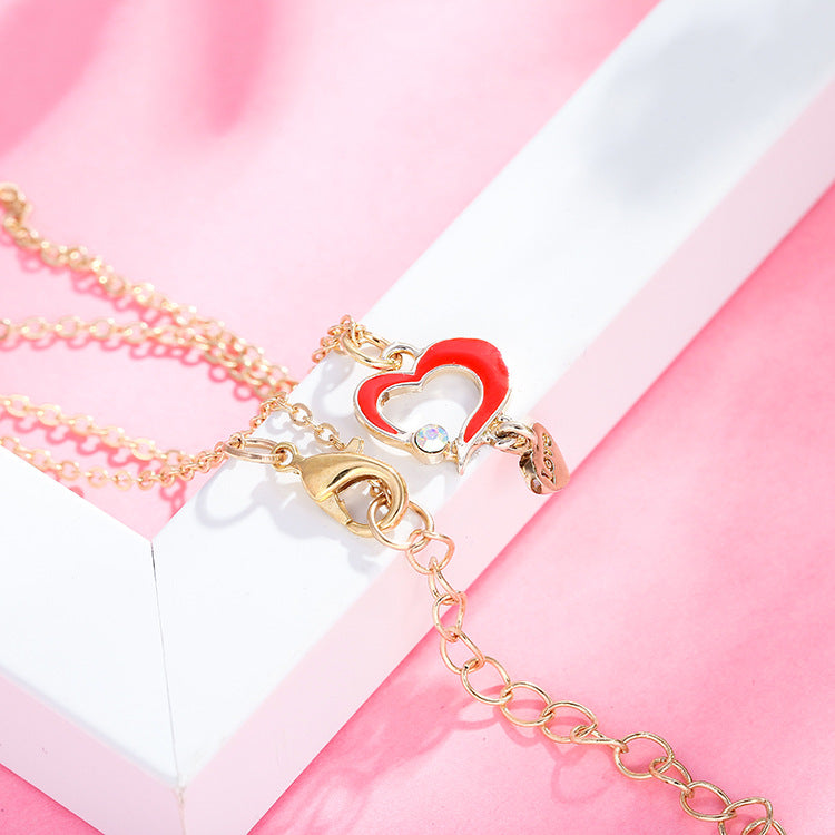 Small Temperament Sweet And Cute Little Red Heart Love Necklace