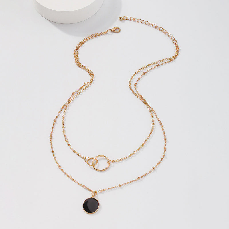 Double-layer Pendant Clavicle Chain Alloy Circle