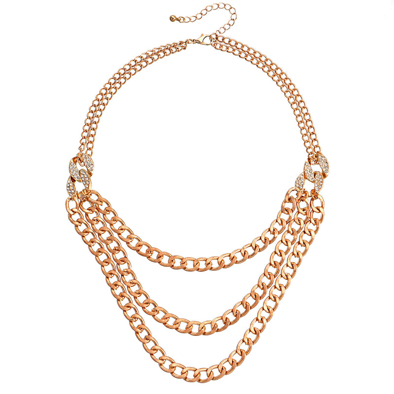 Multi-layered Cuban Exaggerated Thick Chain Necklace With Diamonds