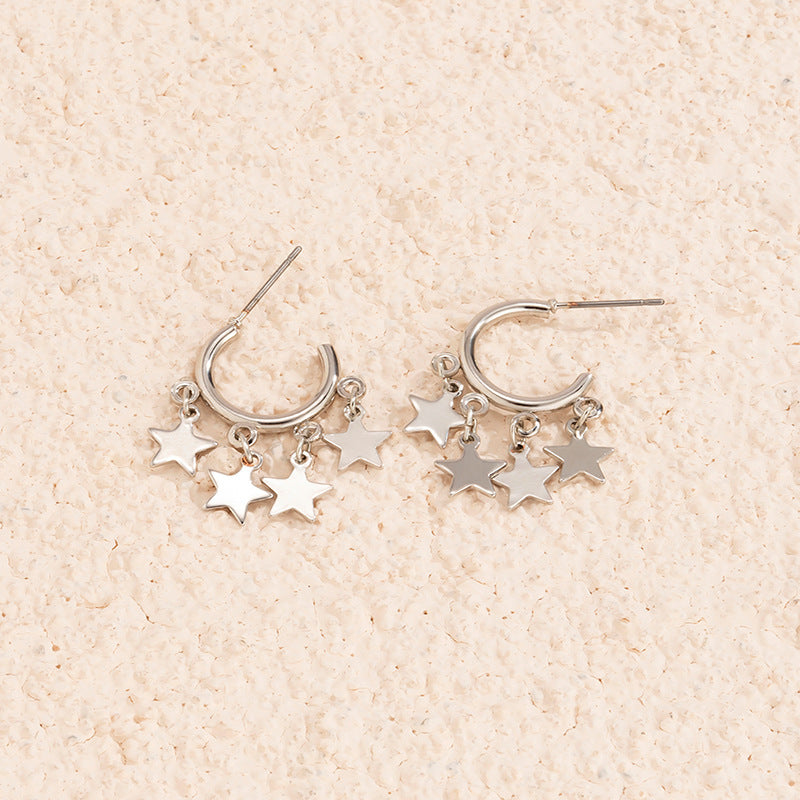 Accessories Hip Hop Sweet Cool Simple Five-pointed Star Sequin Earrings