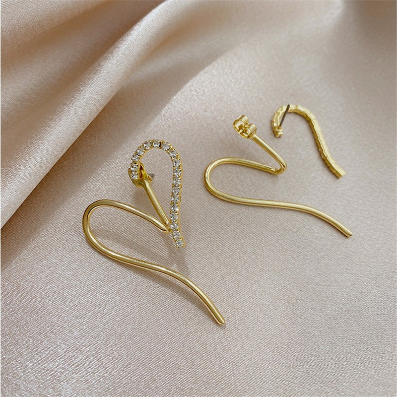 Silver Needle Design Love Stud Earrings Korean Temperament Net Red Earrings