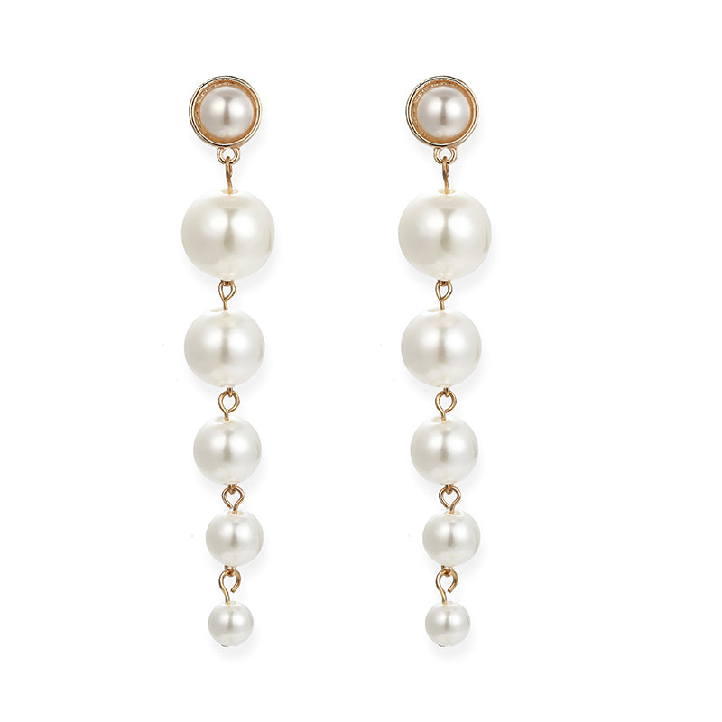 New Fashion Personality Simple Elegant Pearl Long Earring Style Large Imitation Pearl Pendant Earring