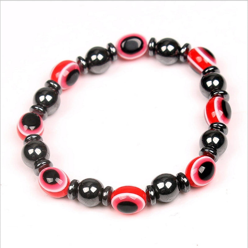 Magnet Black Stone Elastic Bracelet Resin Eyes Multi Color Flat Bead Bracelet