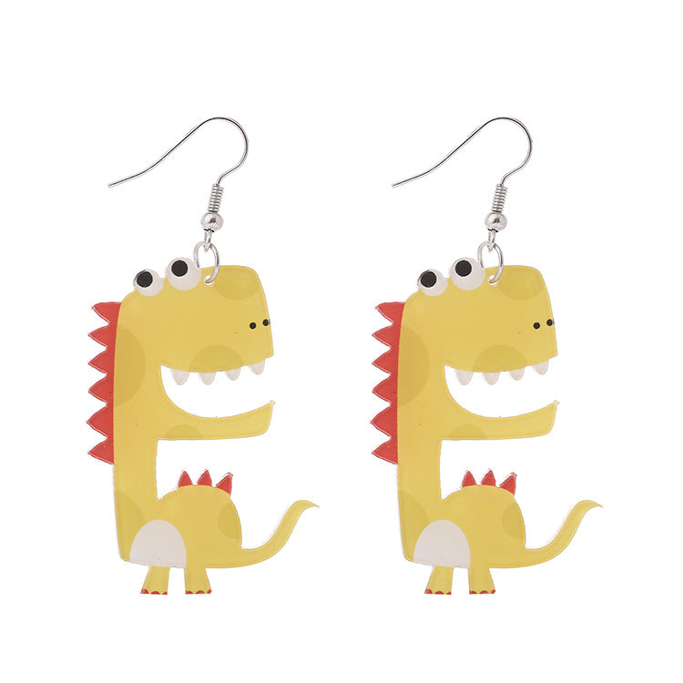 Creative Handmade Acrylic Cartoon Dinosaur Earrings