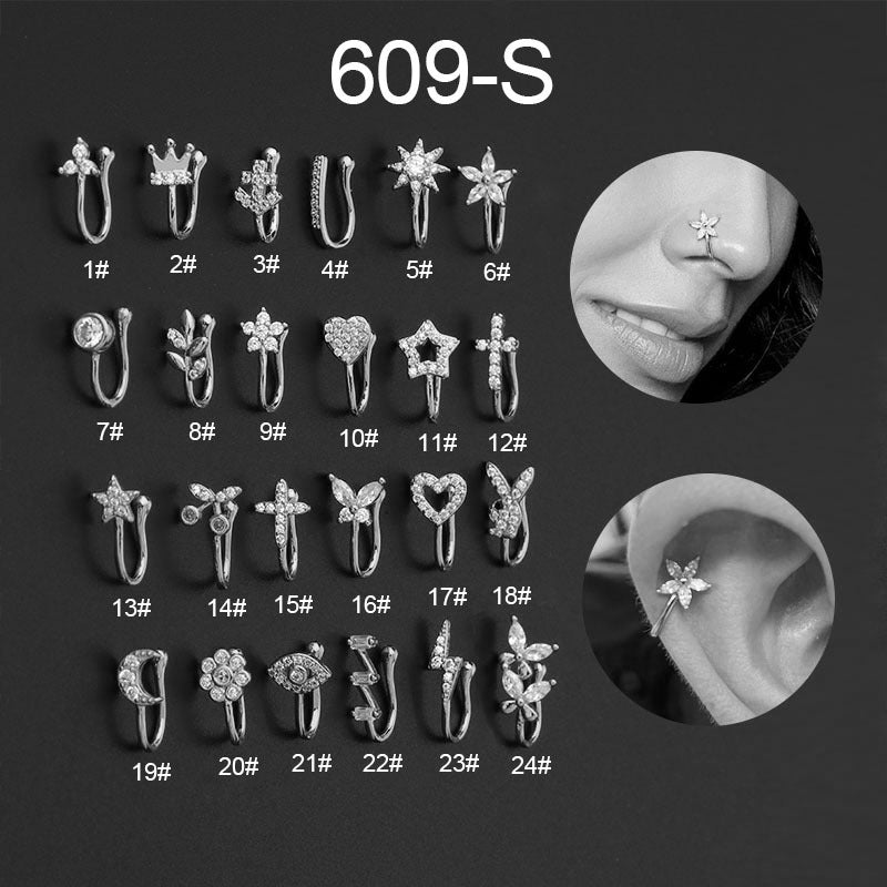 New Micro-inlaid Zircon U-shaped Nose Ear Bone Clip