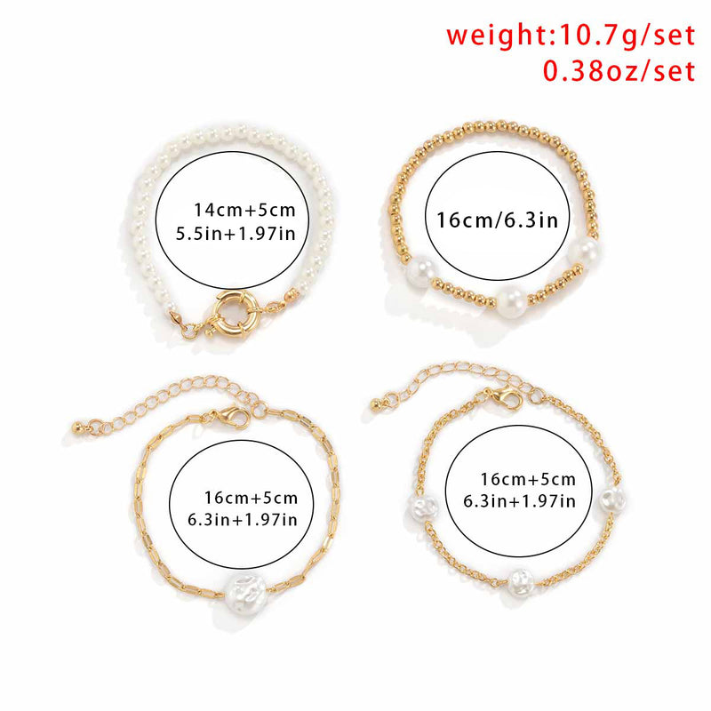 Personalized Irregular Beaded Pearl Bracelet Set